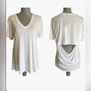 Helmut Lang Women's Slash Back V Neck Top in white medium